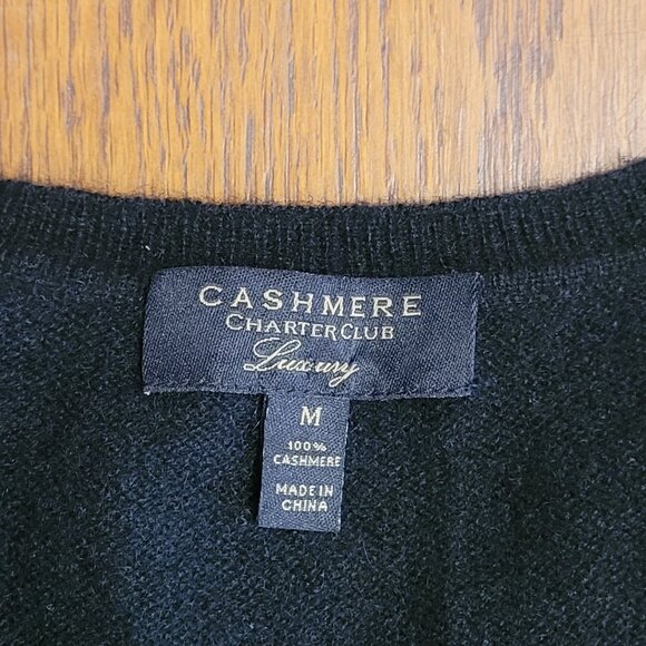 100% cashmere sweater in black by Charter Club, size M - Picture 4 of 8